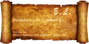 Bedekovich Lambert névjegykártya